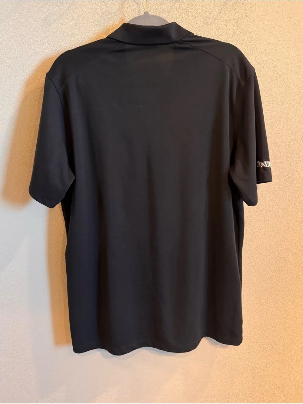 Nike Black Short-Sleeve Polo with Embroidered Purple M&M Character